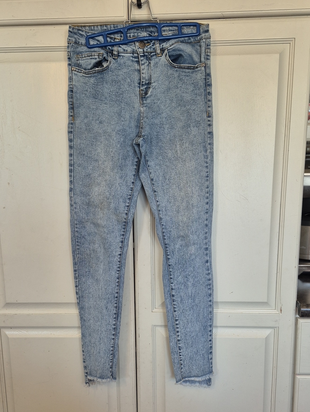 Noisy May Light Blue Skinny Jeans with Frayed Hem